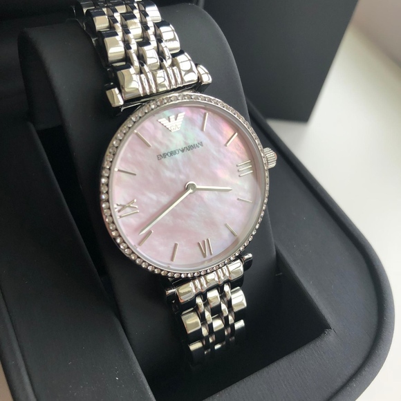 emporio armani ladies watch mother of pearl